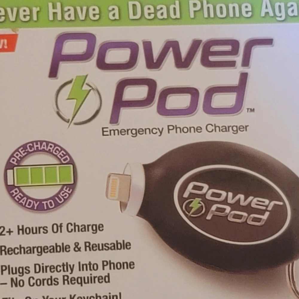 Power Pods As Seen On TV Keychain Phone Charger Compatible With iPhone NEW